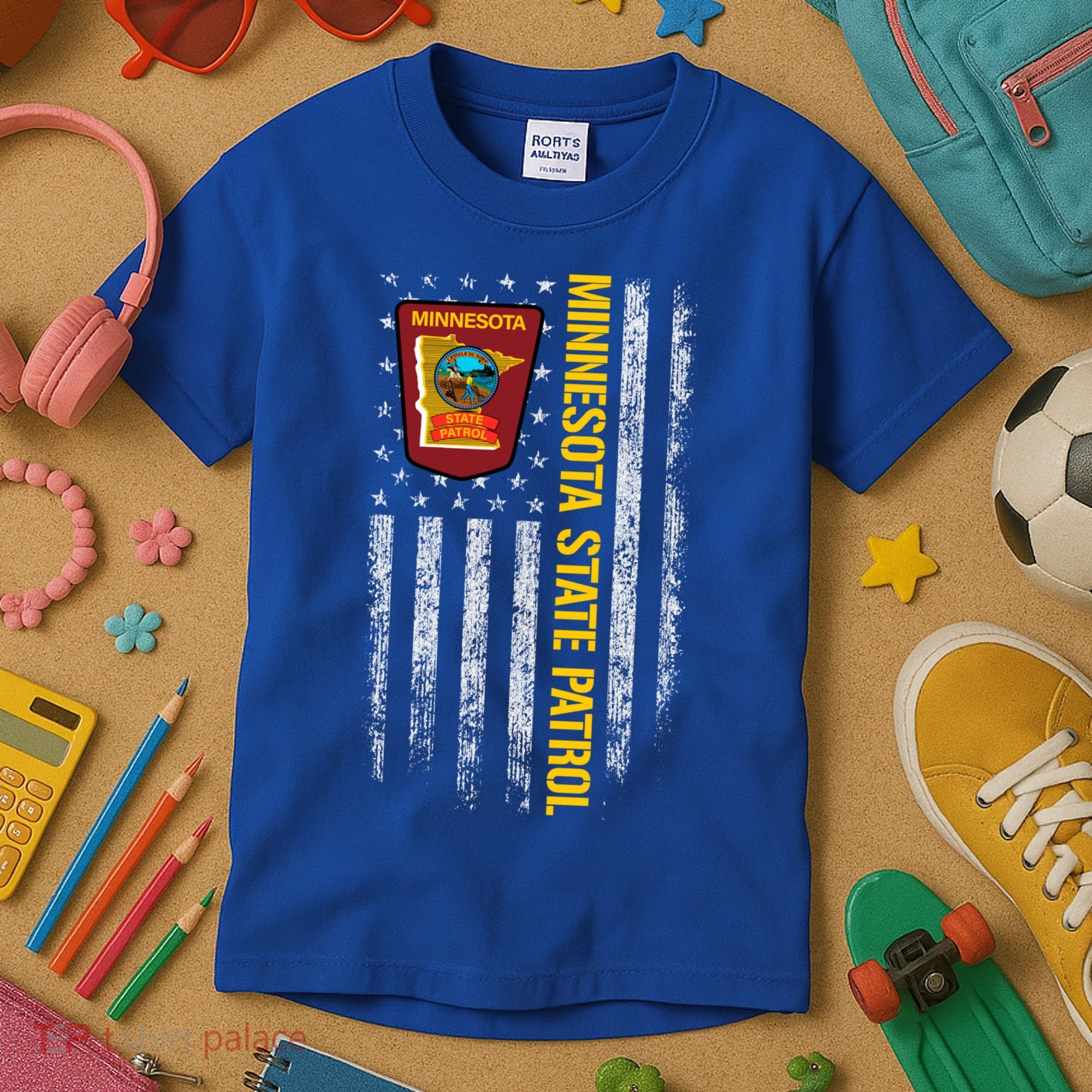 Minnesota State Patrol American Flag Kids T-Shirt