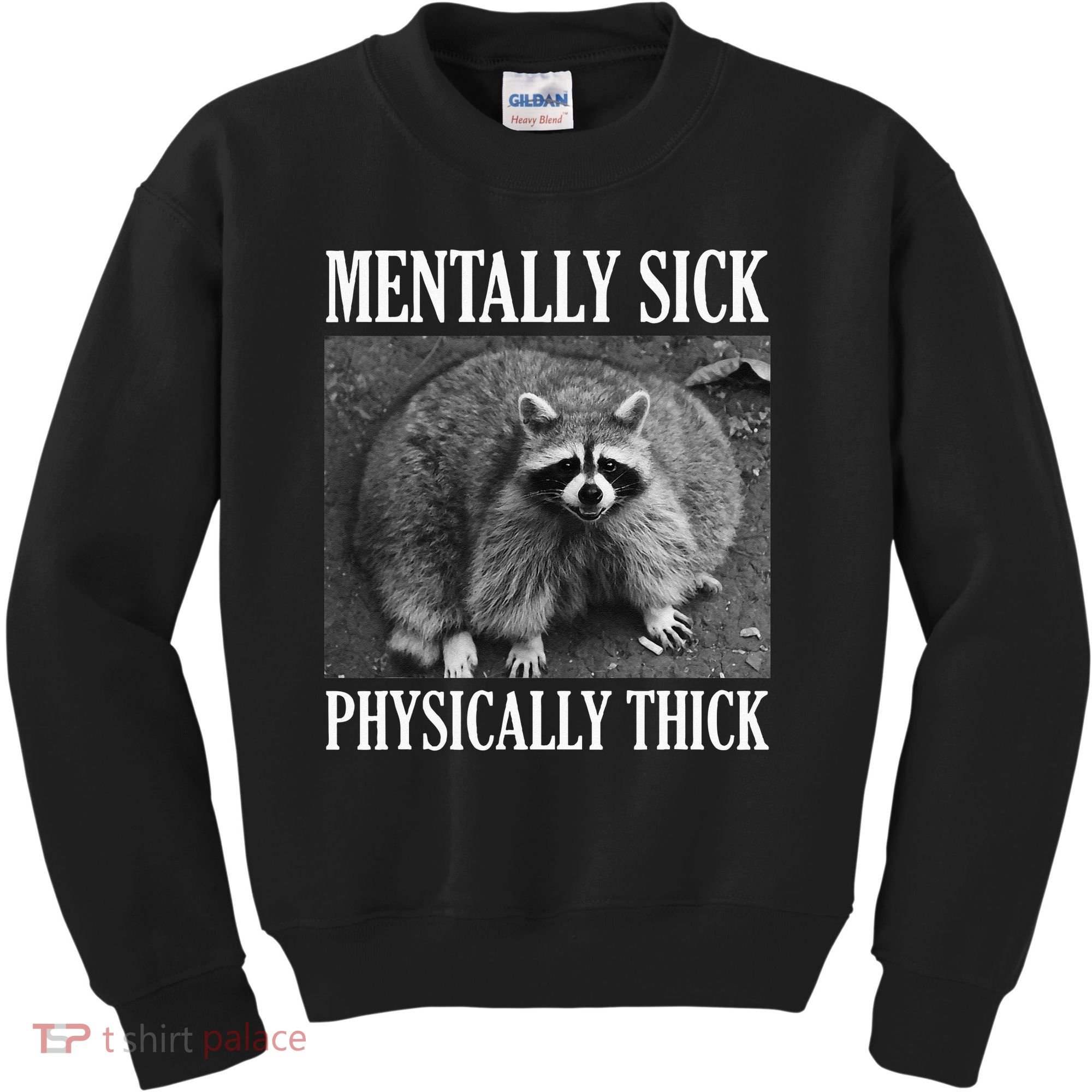 Mentally Sick Physically Thick Funny Raccoon Quote Kids Sweatshirt