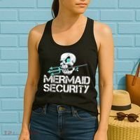 Mermaid Security Pirate Skull Swim Team Swimmer Women's Tank Top thumb 2