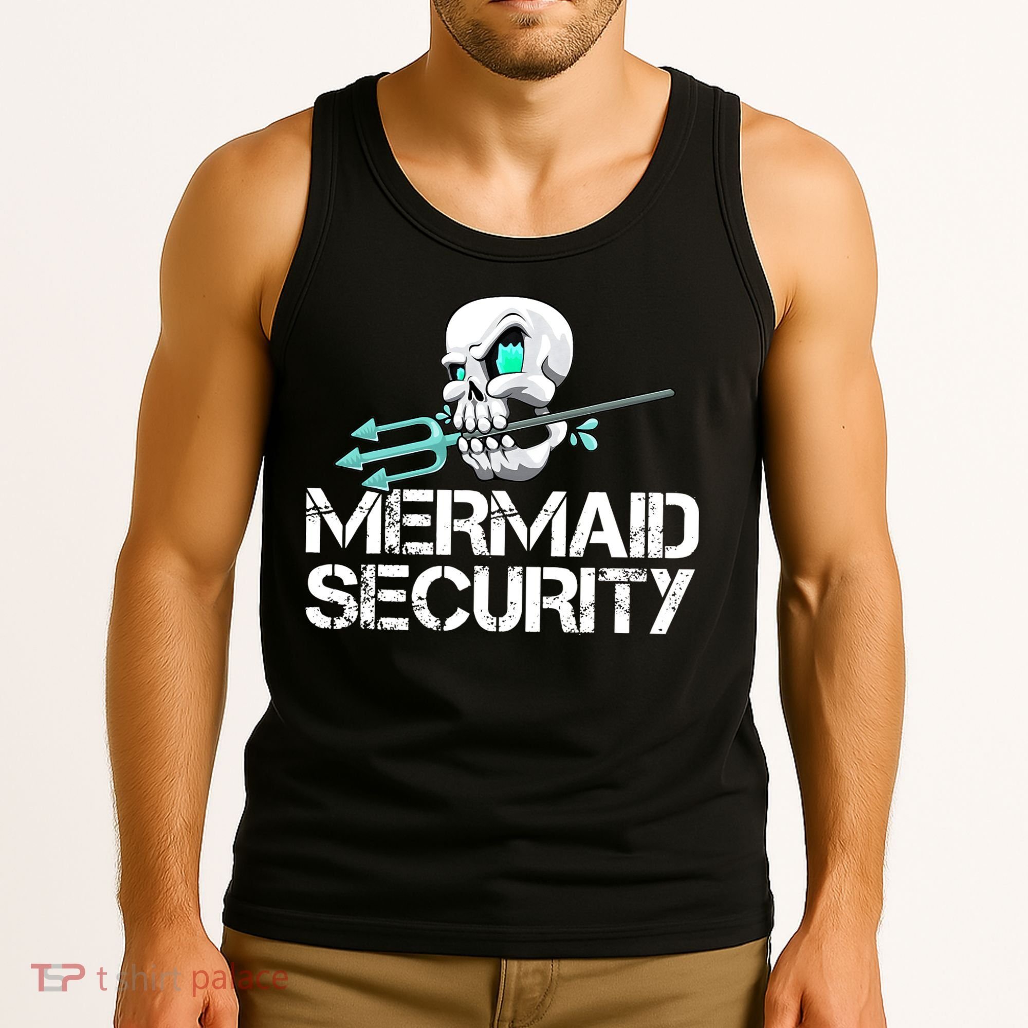 Mermaid Security Pirate Skull Swim Team Swimmer Tank Top