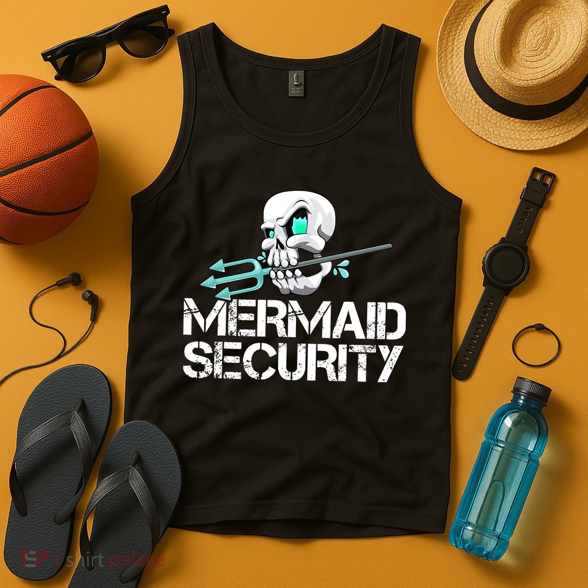 Mermaid Security Pirate Skull Swim Team Swimmer Tank Top