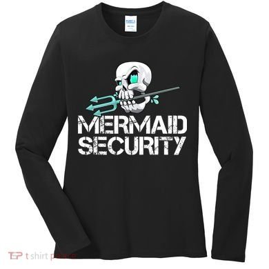 Mermaid Security Pirate Skull Swim Team Swimmer Women's Long Sleeve Shirt