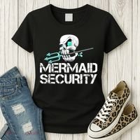 Mermaid Security Pirate Skull Swim Team Swimmer Women's T-Shirt thumb 3