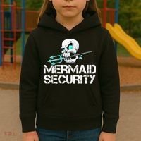 Mermaid Security Pirate Skull Swim Team Swimmer Kids Hoodie thumb 3