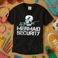 Mermaid Security Pirate Skull Swim Team Swimmer Kids T-Shirt thumb 3