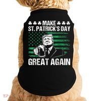 Make St Patricks Day Great Again Funny Trump Beer Drinking Doggie Tank thumb 0