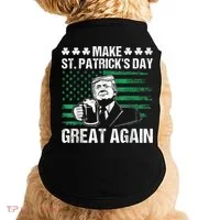 Make St Patricks Day Great Again Funny Trump Beer Drinking Doggie Tank thumb 0