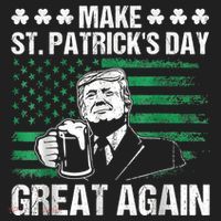Make St Patricks Day Great Again Funny Trump Beer Drinking Beanie thumb 2