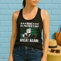 Make St Patricks Day Great Again Funny Trump Beer Drinking Women's Tank Top thumb 2