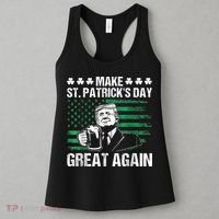 Make St Patricks Day Great Again Funny Trump Beer Drinking Women's Tank Top thumb 3