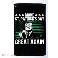 Make St Patricks Day Great Again Funny Trump Beer Drinking Golf Towel thumb 0