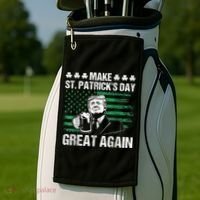 Make St Patricks Day Great Again Funny Trump Beer Drinking Golf Towel thumb 2