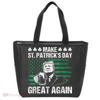 Make St Patricks Day Great Again Funny Trump Beer Drinking Tote Bag thumb 0