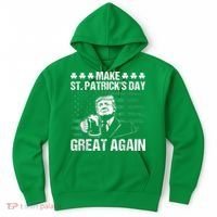 Make St Patricks Day Great Again Funny Trump Beer Drinking Hoodie thumb 0