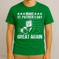 Make St Patricks Day Great Again Funny Trump Beer Drinking T-Shirt thumb 3