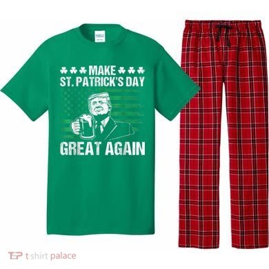 Make St Patricks Day Great Again Funny Trump Beer Drinking Pajama Set