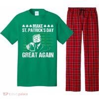 Make St Patricks Day Great Again Funny Trump Beer Drinking Pajama Set thumb 0