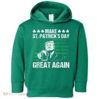 Make St Patricks Day Great Again Funny Trump Beer Drinking Toddler Hoodie thumb 0