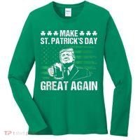 Make St Patricks Day Great Again Funny Trump Beer Drinking Women's Long Sleeve Shirt thumb 0