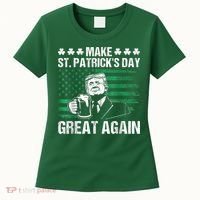 Make St Patricks Day Great Again Funny Trump Beer Drinking Women's T-Shirt thumb 0