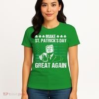 Make St Patricks Day Great Again Funny Trump Beer Drinking Women's T-Shirt thumb 4