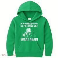 Make St Patricks Day Great Again Funny Trump Beer Drinking Kids Hoodie thumb 0