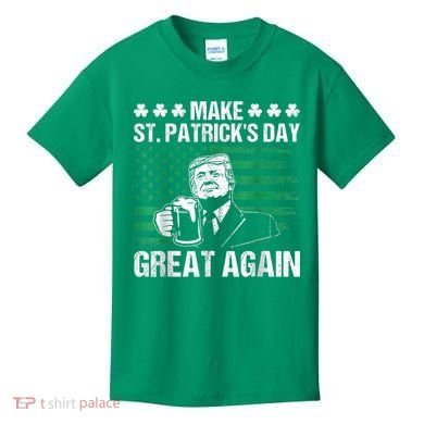 Make St Patricks Day Great Again Funny Trump Beer Drinking Kids T-Shirt