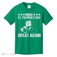 Make St Patricks Day Great Again Funny Trump Beer Drinking Kids T-Shirt thumb 0