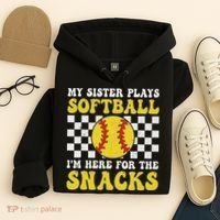 My Sister Plays Softball I'm Here For The Snacks Brother Hoodie thumb 4