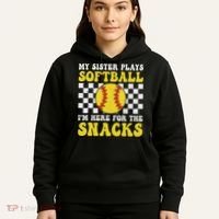My Sister Plays Softball I'm Here For The Snacks Brother Hoodie thumb 5