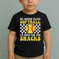 My Sister Plays Softball I'm Here For The Snacks Brother Toddler T-Shirt thumb 2