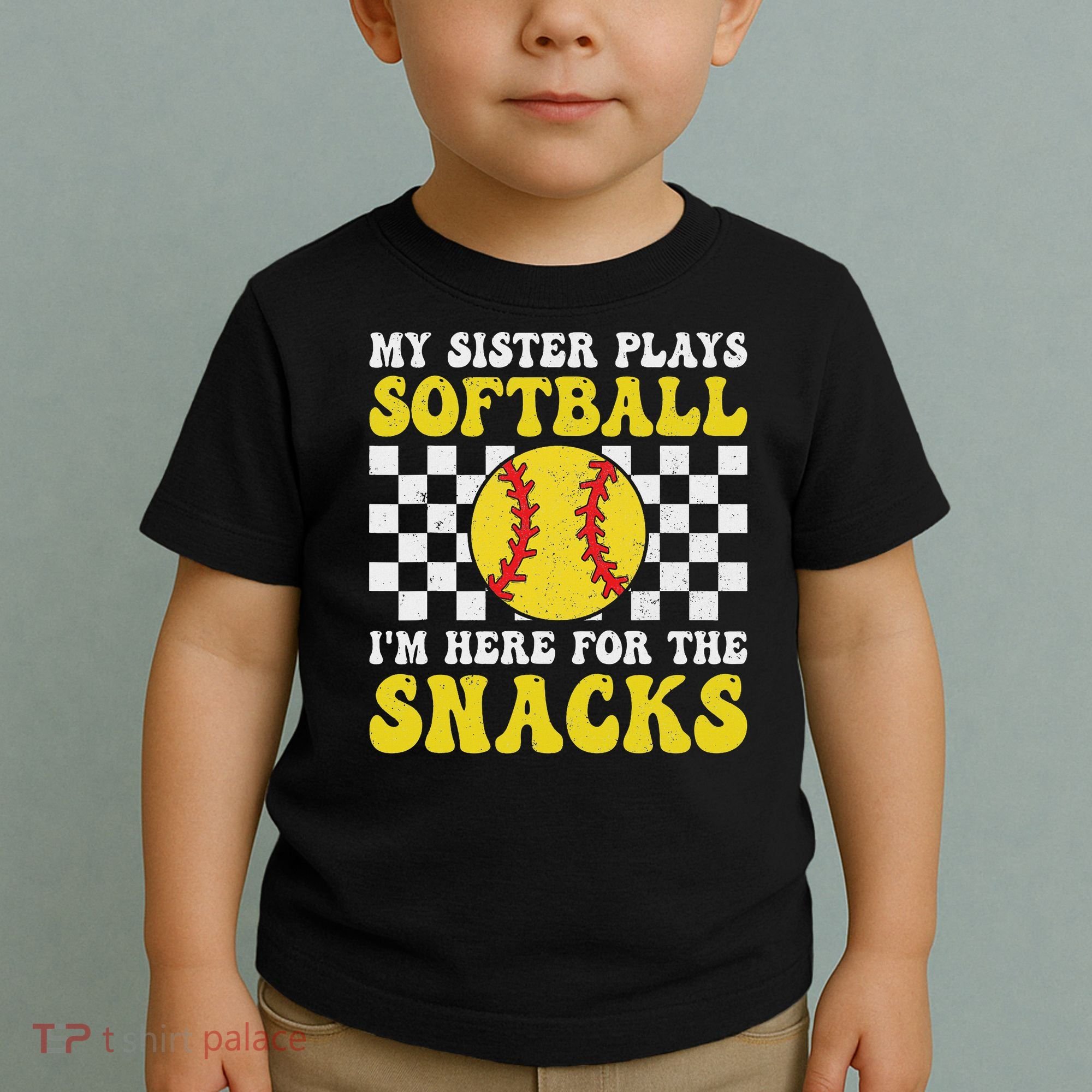My Sister Plays Softball I'm Here For The Snacks Brother Toddler T-Shirt