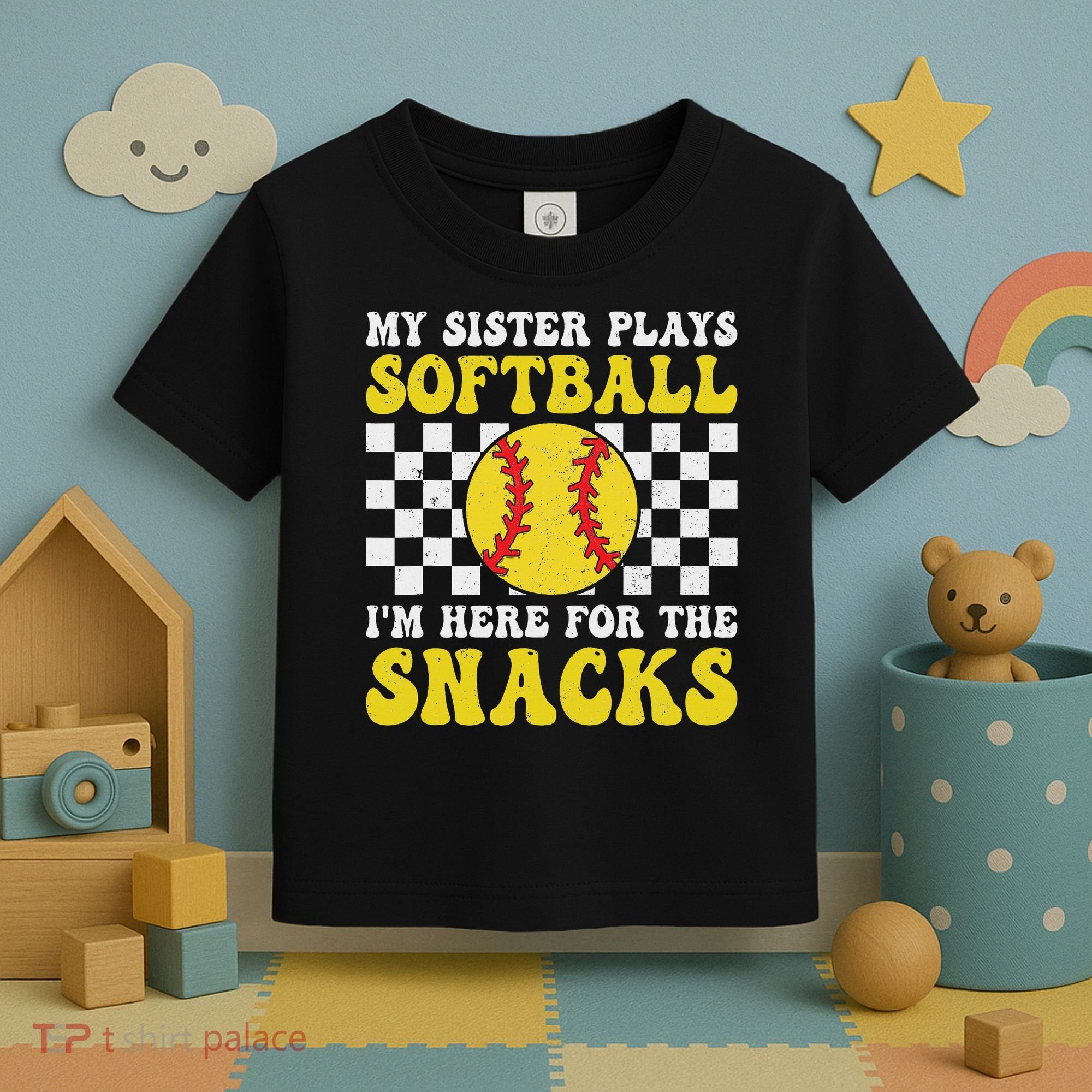 My Sister Plays Softball I'm Here For The Snacks Brother Toddler T-Shirt