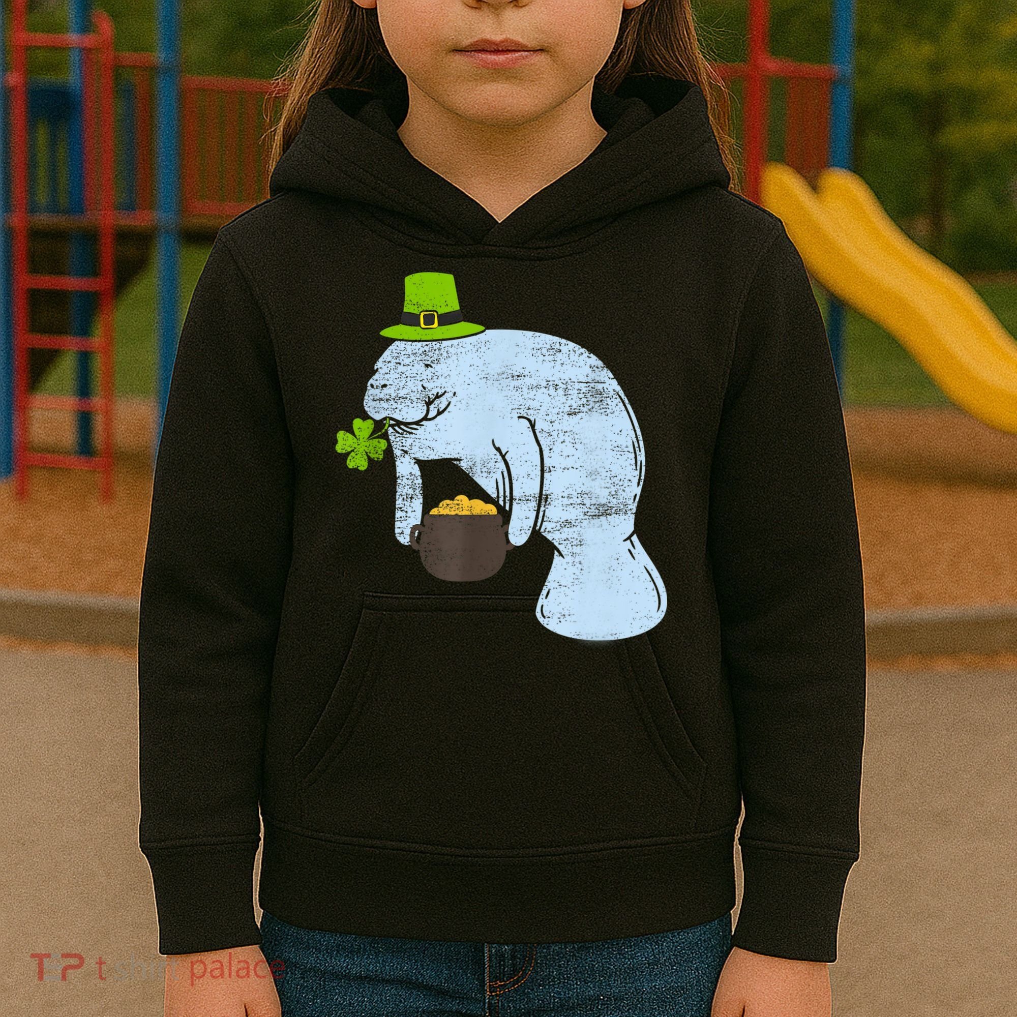 Manatee St. Patricks Day Kids Hoodie