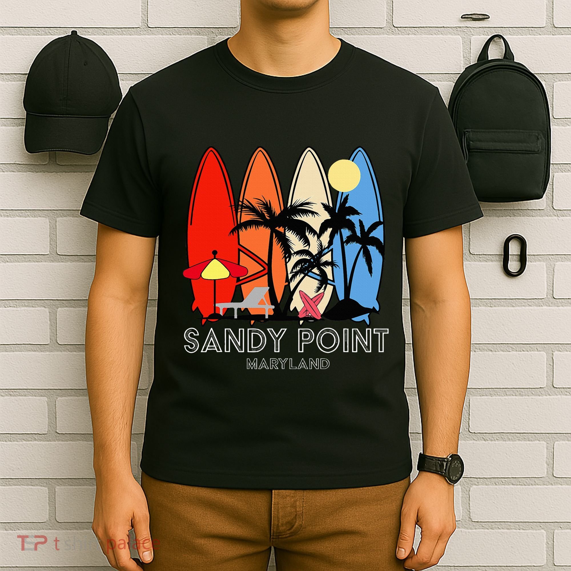 Maryland Sandy Point Retro Surfer T-Shirt