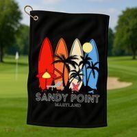 Maryland Sandy Point Retro Surfer Golf Towel thumb 1