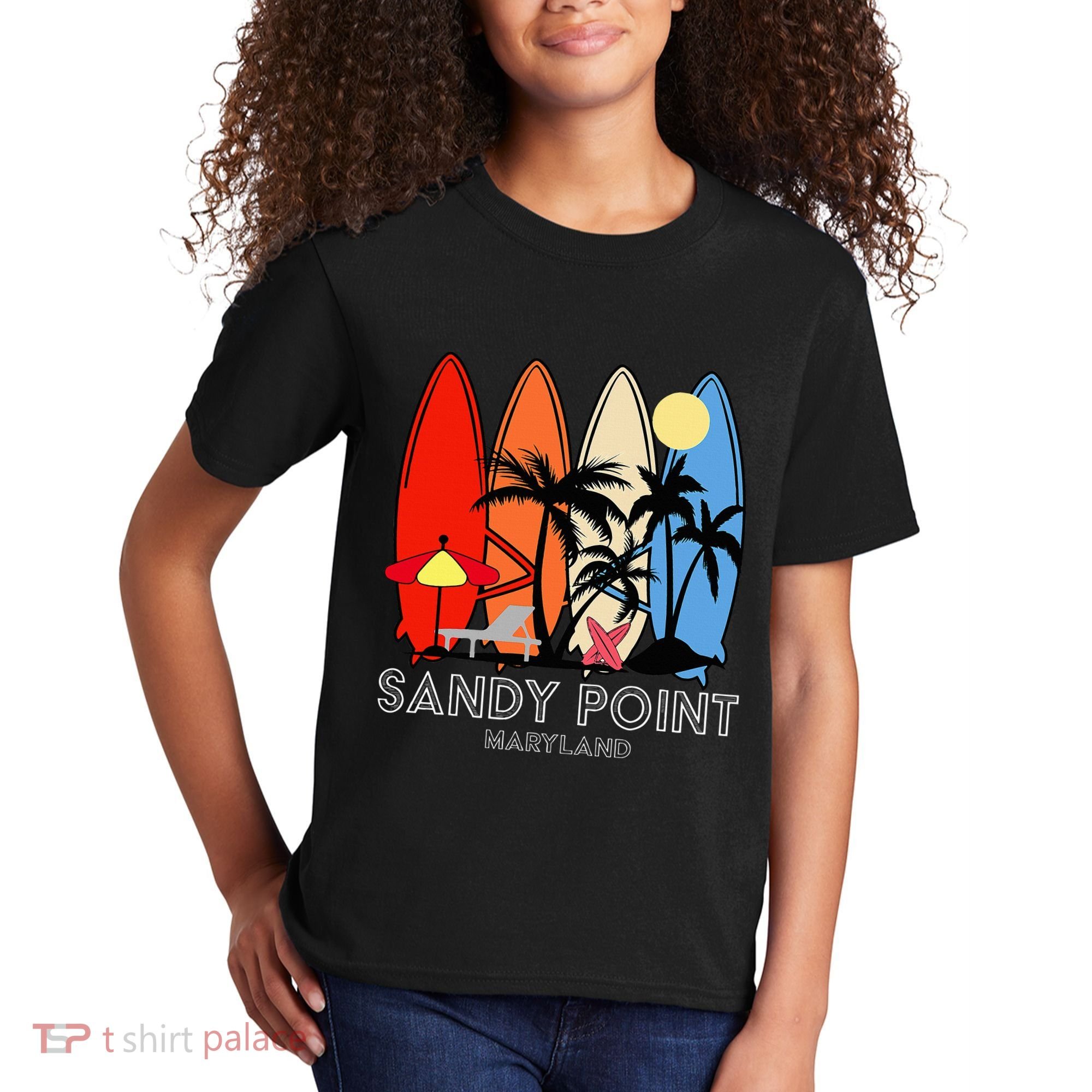 Maryland Sandy Point Retro Surfer Kids T-Shirt