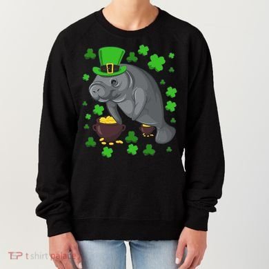 Manatee St Patricks Day Manatees Chubby Mermaid Women's Sweatshirt