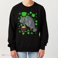 Manatee St Patricks Day Manatees Chubby Mermaid Women's Sweatshirt thumb 0