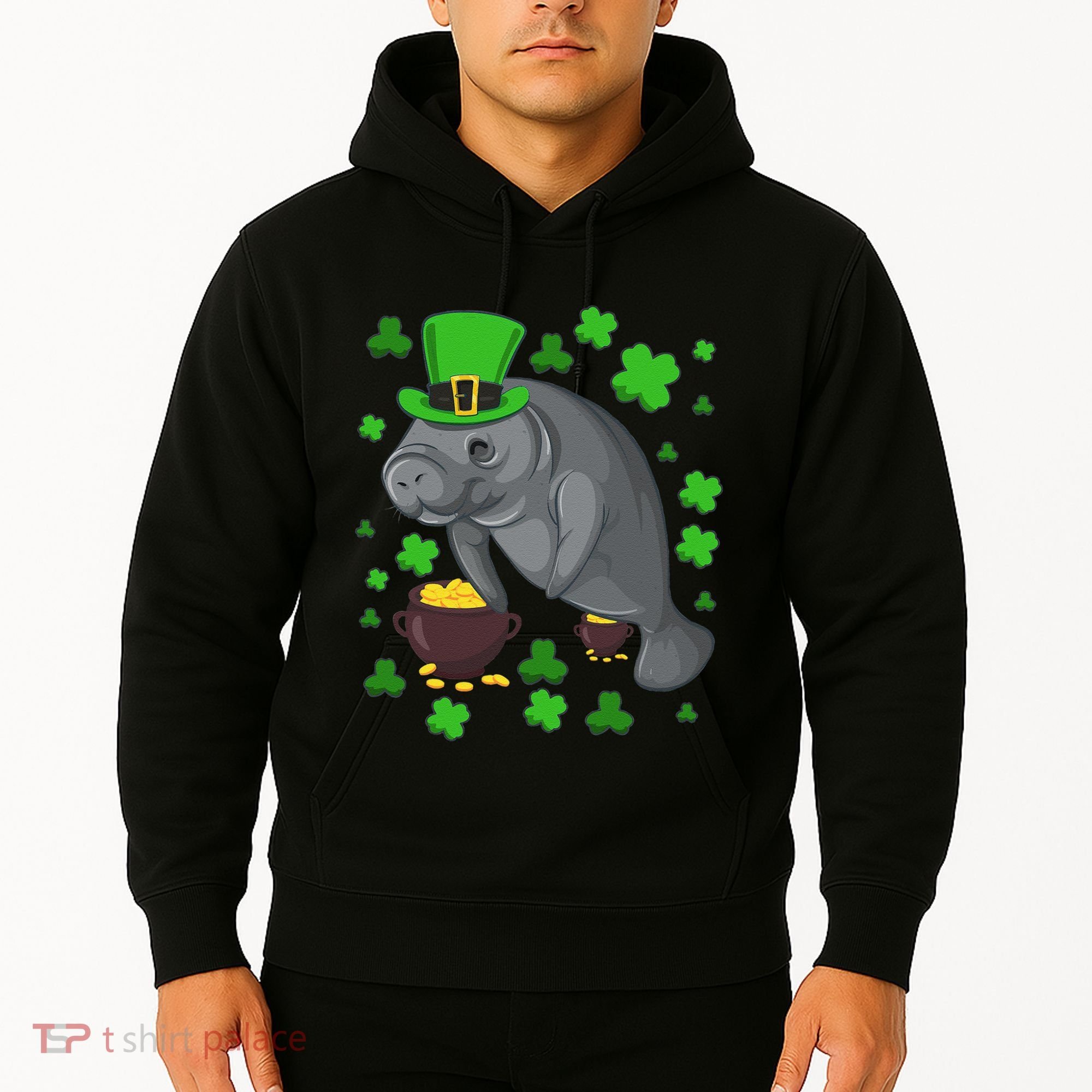 Manatee St Patricks Day Manatees Chubby Mermaid Hoodie