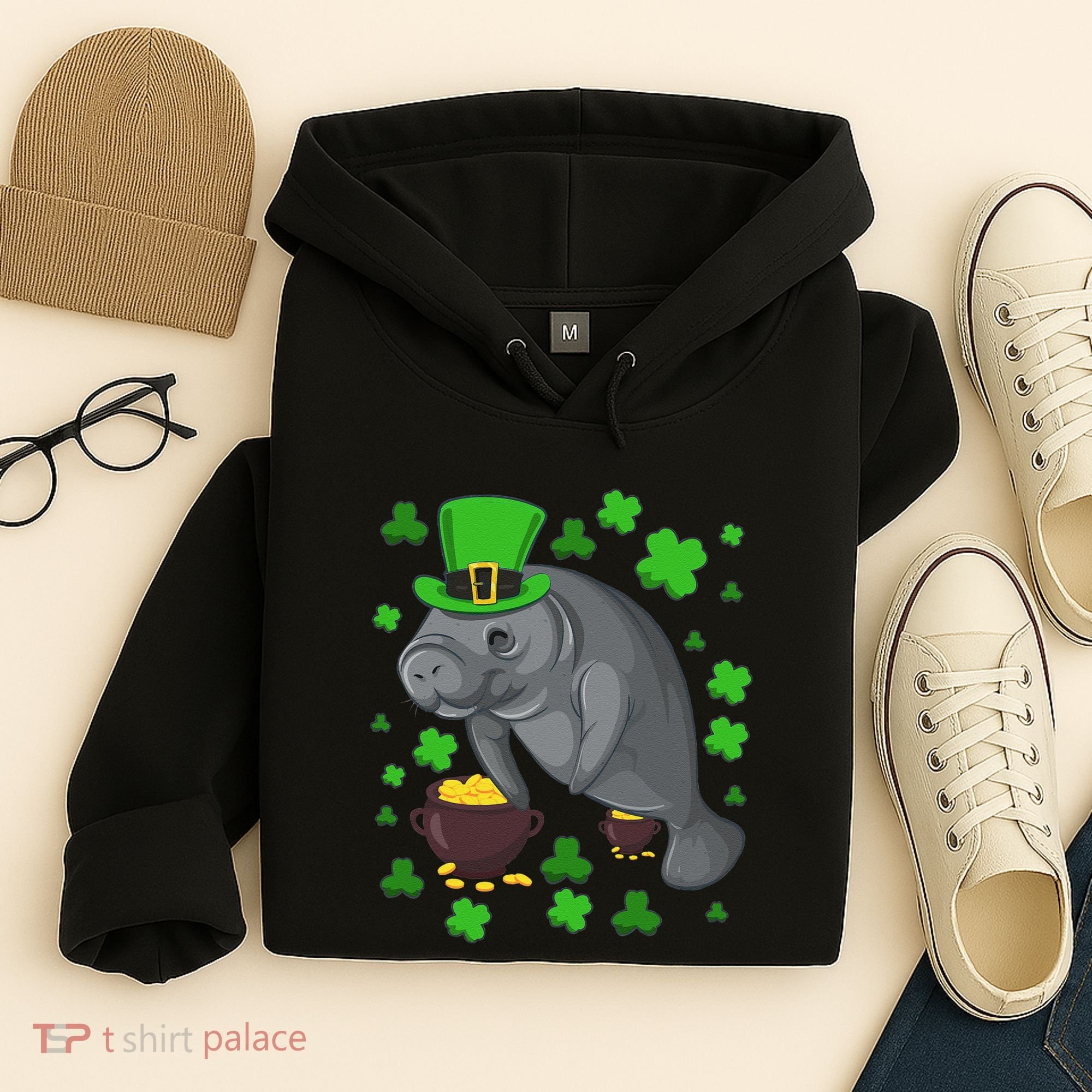 Manatee St Patricks Day Manatees Chubby Mermaid Hoodie