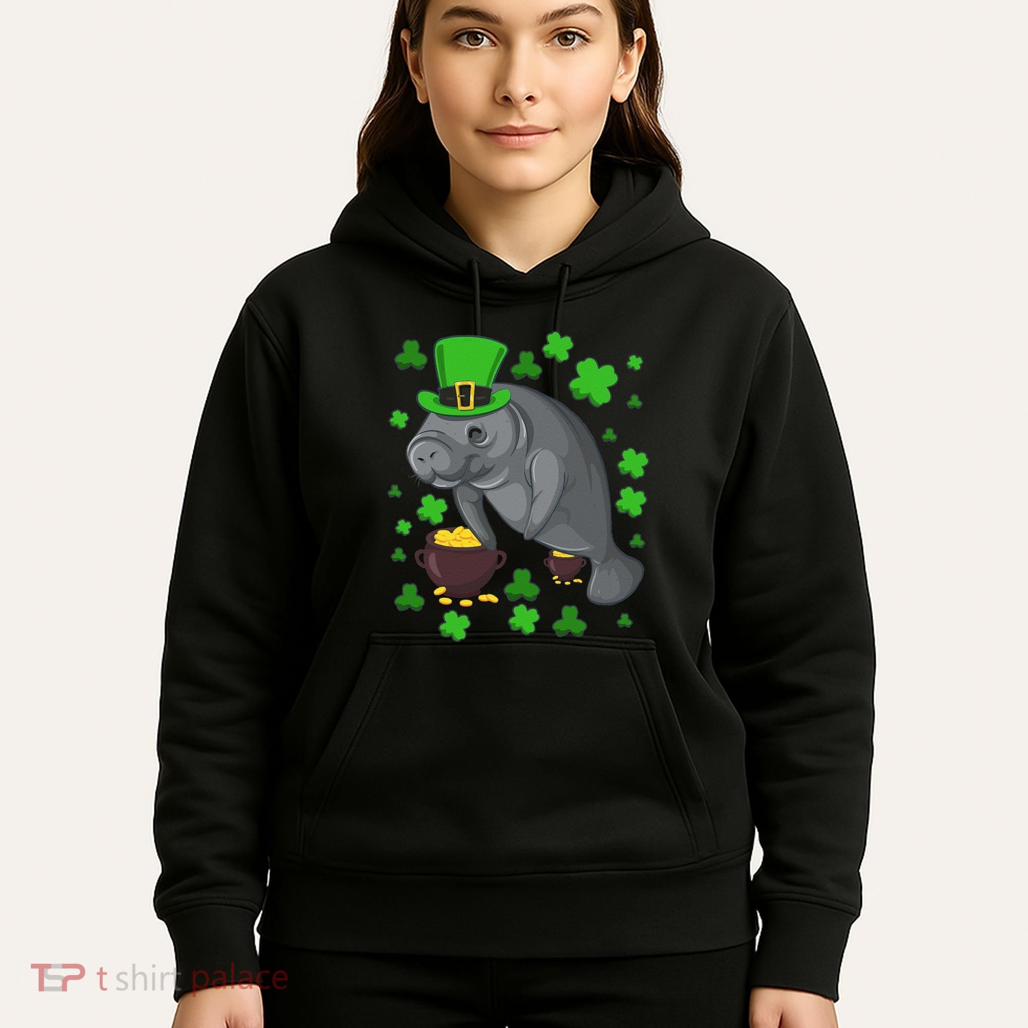 Manatee St Patricks Day Manatees Chubby Mermaid Hoodie
