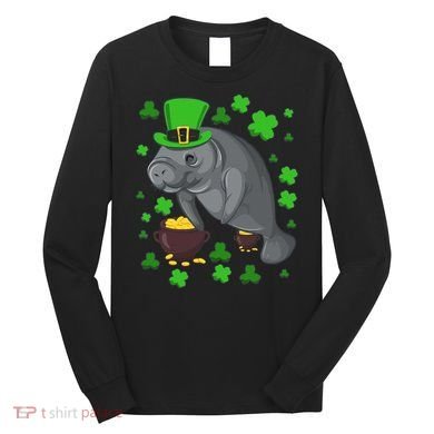 Manatee St Patricks Day Manatees Chubby Mermaid Long Sleeve Shirt