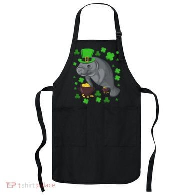 Manatee St Patricks Day Manatees Chubby Mermaid Apron