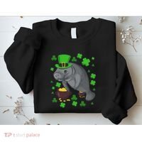 Manatee St Patricks Day Manatees Chubby Mermaid Sweatshirt thumb 2