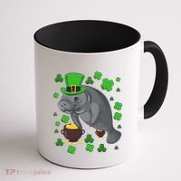 Manatee St Patricks Day Manatees Chubby Mermaid Coffee Mug thumb 1