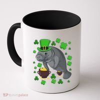 Manatee St Patricks Day Manatees Chubby Mermaid Coffee Mug thumb 0