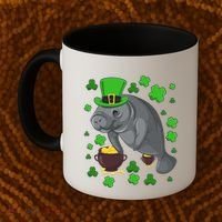 Manatee St Patricks Day Manatees Chubby Mermaid Coffee Mug thumb 2