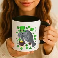 Manatee St Patricks Day Manatees Chubby Mermaid Coffee Mug thumb 3