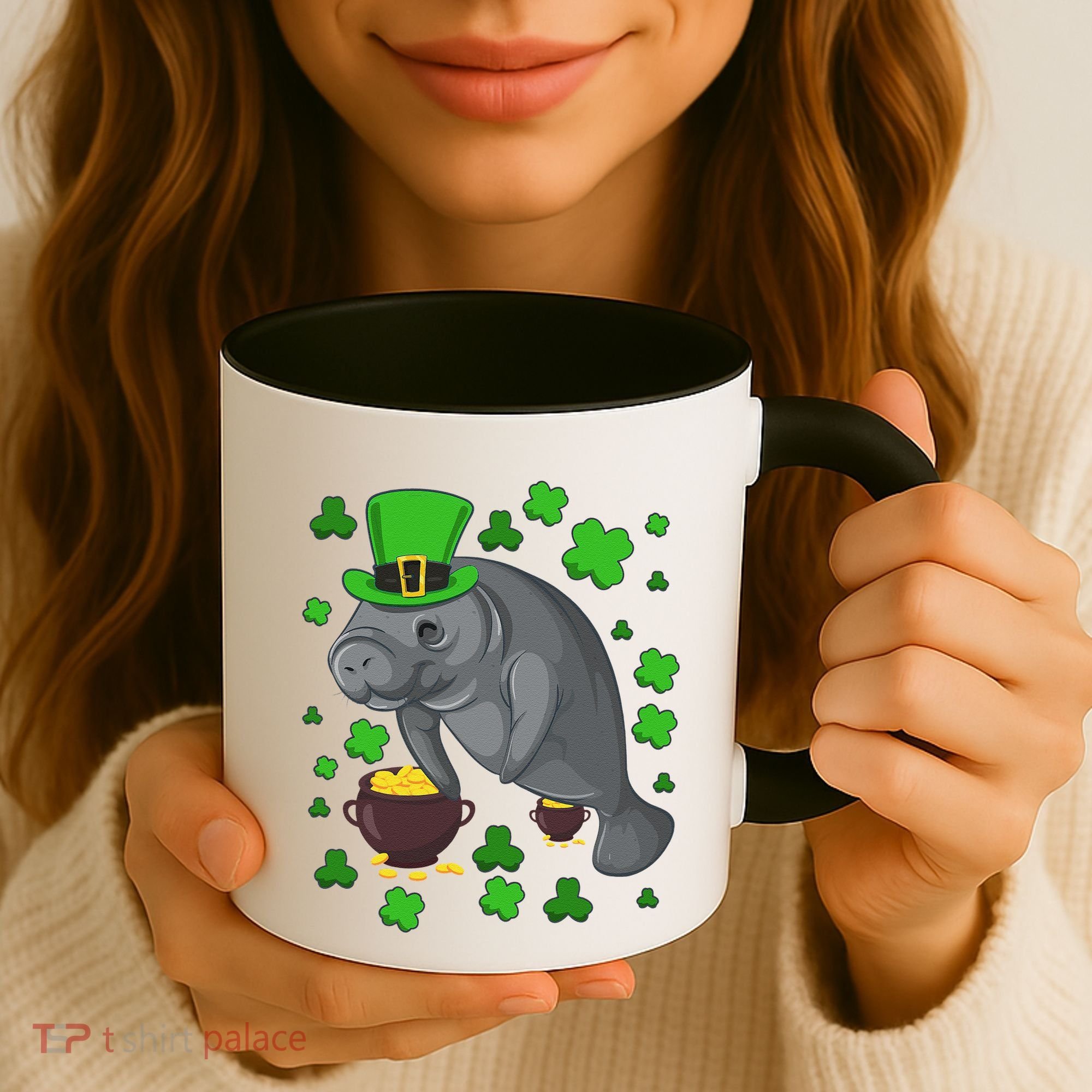 Manatee St Patricks Day Manatees Chubby Mermaid Coffee Mug